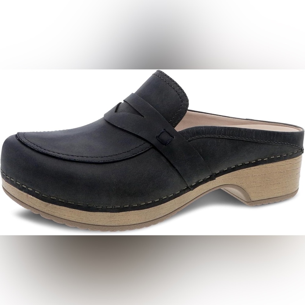 Dansko Black Leather Mules